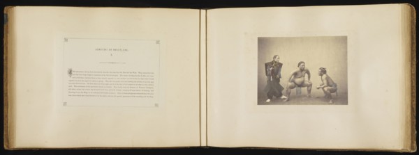 Sumotori or Wrestlers; Felice Beato, 1832 - 1909, Japan; 1866 - 1867; Hand-colored Albumen silver print