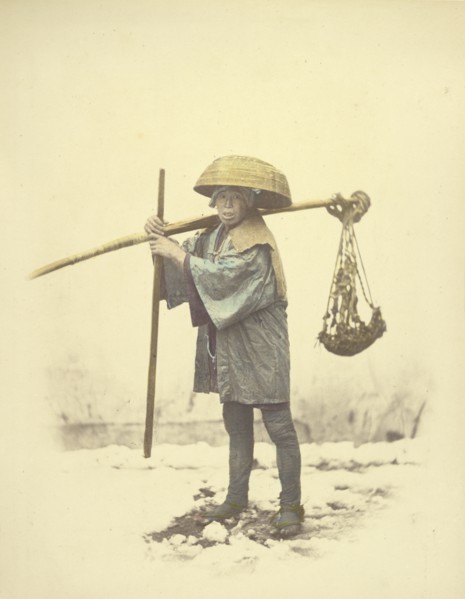 Coolie; Felice Beato, 1832 - 1909, Japan; 1866 - 1867; Hand-colored Albumen silver print