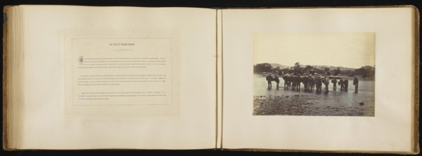 The Ford at Sakawa-Nagawa; Felice Beato, 1832 - 1909, Japan; 1866 - 1867; Hand-colored Albumen silver