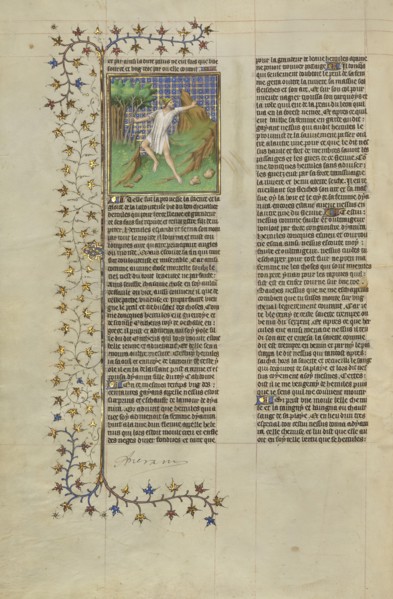 Hercules Poisoned by the Shirt of Nessus; Paris, France, Europe; about 1413 - 1415; Tempera colors, gold leaf, gold paint