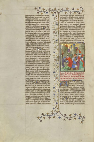 Prisoners Led from a Defeated City; Paris, France, Europe; about 1413 - 1415; Tempera colors, gold leaf, gold paint