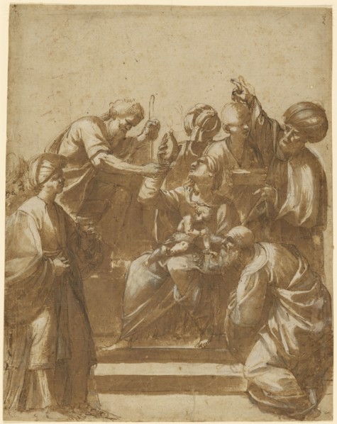 Adoration of the Magi; Attributed to Jusepe de Ribera, Spanish , Italian, 1591 - 1652, Spain; about 1620; Pen and brown ink