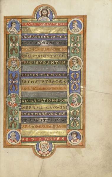 Decorated Incipit Page; Hildesheim, Germany; probably 1170s; Tempera colors, gold leaf, silver leaf, and ink on parchment; Leaf