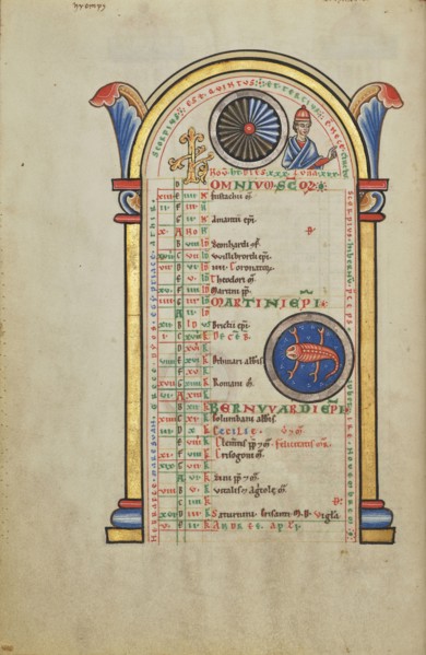 Jupiter, ?, Zodiacal Sign of Scorpio; Hildesheim, Germany; probably 1170s; Tempera colors, gold leaf, silver leaf, and ink