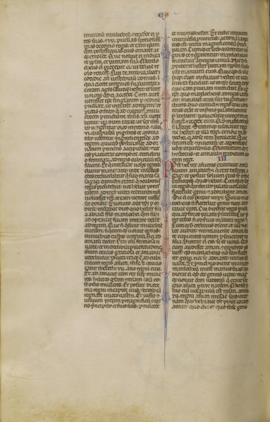 Decorated Text Page; Bologna, Emilia-Romagna, Italy; about 1280 - 1290; Tempera colors, gold leaf, and ink on parchment