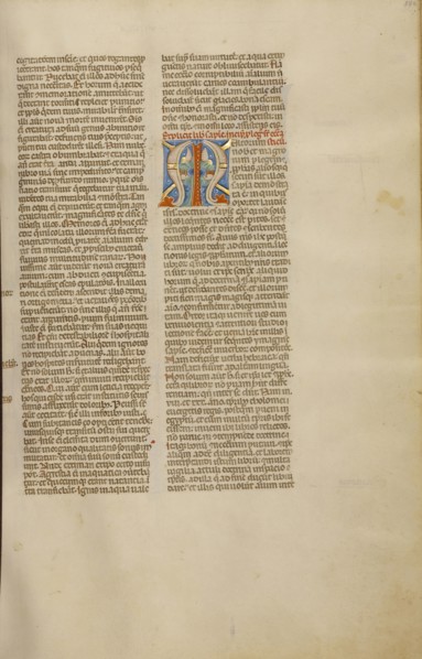 Decorated Initial M; Bologna, Emilia-Romagna, Italy; about 1280 - 1290; Tempera colors, gold leaf, and ink on parchment