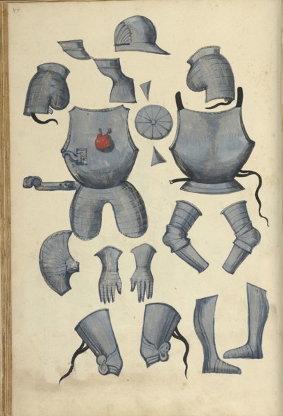 Tournament Armor; Augsburg, probably, Germany; about 1560 - 1570; Tempera colors and gold and silver paint on paper bound
