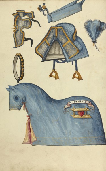 Horse Armor; Augsburg, probably, Germany; about 1560 - 1570; Tempera colors and gold and silver paint on paper bound between