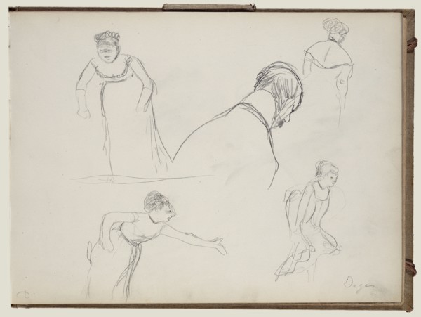 Five Rapid Sketches; Edgar Degas, French, 1834 - 1917, about 1877; Graphite