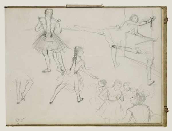 Ballet Dancers Rehearsing; Edgar Degas, French, 1834 - 1917, about 1877; Graphite