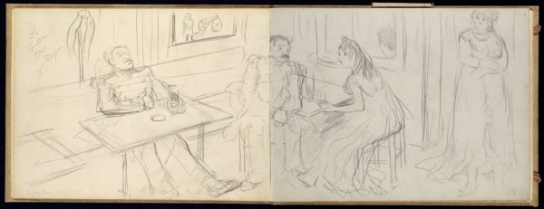 Brothel Scene; Edgar Degas, French, 1834 - 1917, about 1877; Graphite