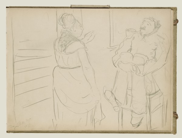 Brothel Scene; Edgar Degas, French, 1834 - 1917, about 1877; Graphite