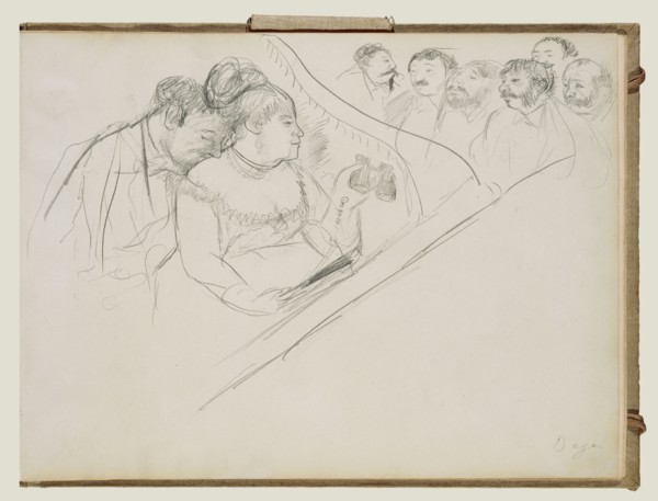 Opera Boxes; Edgar Degas, French, 1834 - 1917, about 1877; Graphite
