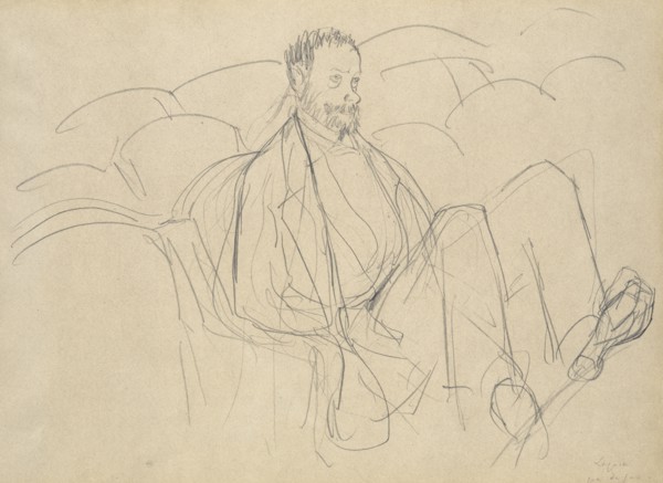Ludovic Lepic at the Theatre; Edgar Degas, French, 1834 - 1917, about 1877; Graphite
