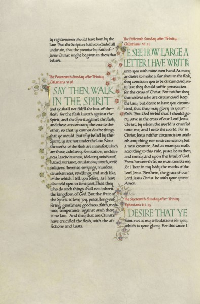 Decorated Text Page; Madelyn Walker, English, active 1930s, England; about 1930; Gold leaf, tempera colors, and pen and black