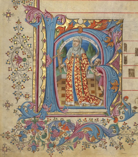 Initial K: Caritas; Master of the Cypresses, Pedro de Toledo?, Spanish, active 1430s, or Workshop of Master of the Cypresses