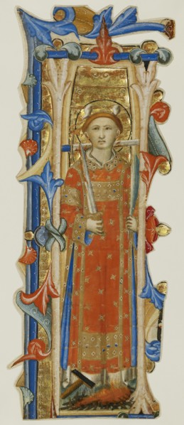 Initial I: A Martyr Saint; Lippo Vanni, Italian, active about 1340 - about 1375, Siena, Tuscany, Italy; third quarter of 14th