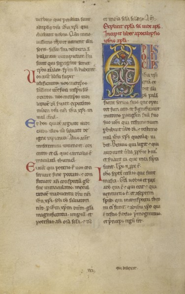 Decorated Initial A; Sicily, probably, Italy; late 12th century; Tempera colors, gold leaf, and ink on parchment