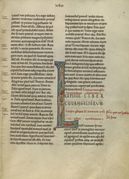 Initial L: Saint Luke as the Ox; Pontigny, probably, France; about 1170; Pen and black ink, tempera, and gold leaf on parchment