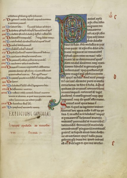 Decorated Initial P; Pontigny, probably, France; about 1170; Pen and black ink, tempera, and gold leaf on parchment