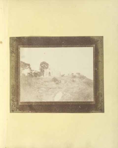 Long view of Two Buildings, India; British, active India about 1843; India; 1843 - 1845; Salted paper print from a paper