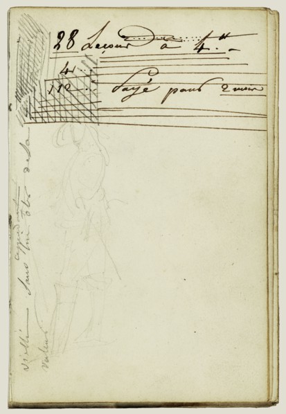 Standing Cavalier, Continuation of Letter; Théodore Géricault, French, 1791 - 1824, 1812 - 1814; Graphite; 15.2 x 10.6 cm