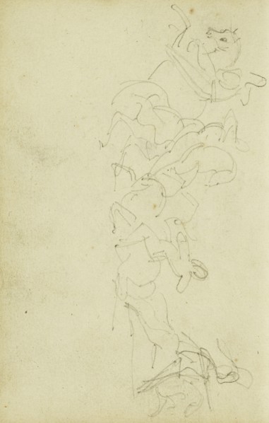 Calvary Skirmish with Four Horsemen; Théodore Géricault, French, 1791 - 1824, 1812 - 1814; Graphite; 15.2 x 10.6 cm