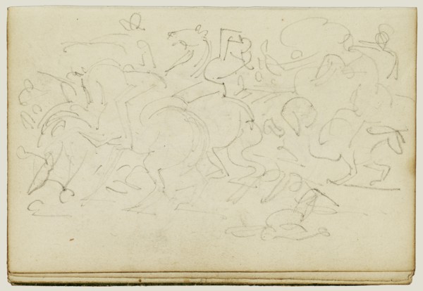 Cavalry Skirmish; Théodore Géricault, French, 1791 - 1824, 1812 - 1814; Graphite; 15.2 x 10.6 cm, 6 x 4 3,16 in