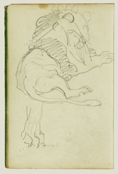 Seated Lion; Théodore Géricault, French, 1791 - 1824, 1812 - 1814; Graphite; 15.2 x 10.6 cm, 6 x 4 3,16 in
