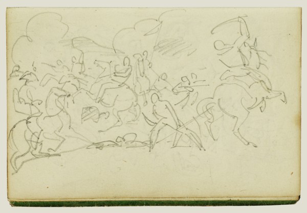 Cavalry Battle; Théodore Géricault, French, 1791 - 1824, 1812 - 1814; Graphite; 15.2 x 10.6 cm, 6 x 4 3,16 in