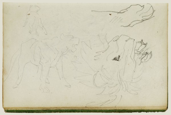 Lion Studies; Théodore Géricault, French, 1791 - 1824, 1812 - 1814; Graphite; 15.2 x 10.6 cm, 6 x 4 3,16 in