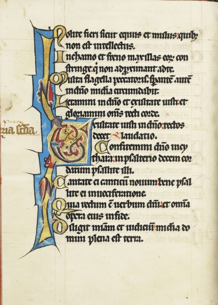 Decorated Initial E; Engelberg, Switzerland; third quarter of 13th century; Tempera colors and gold leaf on parchment; Leaf