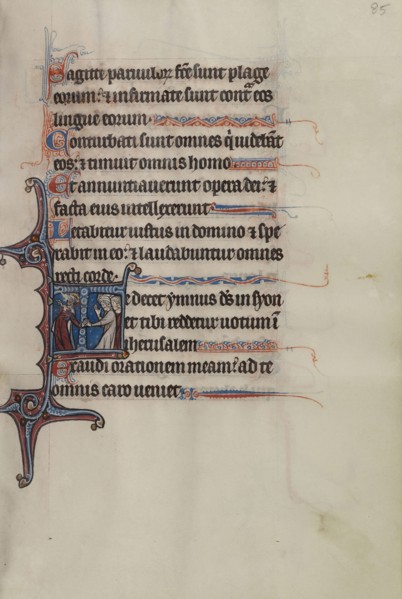 Initial T: Nebuchadnezzar Holding a Jewish Captive; Bute Master, Franco-Flemish, active about 1260 - 1290, Paris