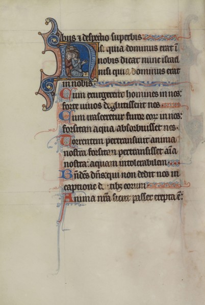 Initial N: Men Seated in a Group; Bute Master, Franco-Flemish, active about 1260 - 1290, Northeastern, illuminated, France