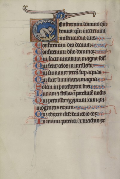 Initial C: A Man Praying; Bute Master, Franco-Flemish, active about 1260 - 1290, Paris, written, France; illumination