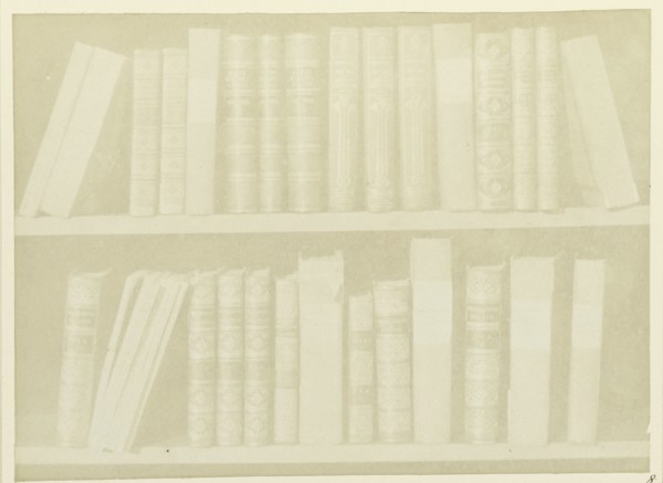 A Scene in a Library; William Henry Fox Talbot, English, 1800 - 1877, Reading, England; 1844; Salted paper print from a paper