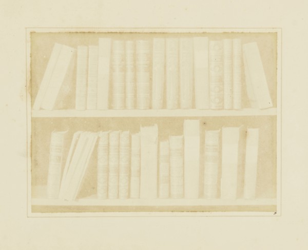 A Scene in a Library; William Henry Fox Talbot, English, 1800 - 1877, Reading, England; 1844; Salted paper print; 13.1 × 17.8