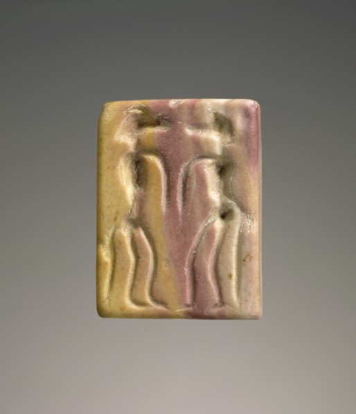 Block engraved seal; Crete, Greece; about 1850 B.C. - 1550 B.C; Tufa; 1.6 × 1.4 × 0.4 cm, 5,8 × 9,16 × 3,16 in