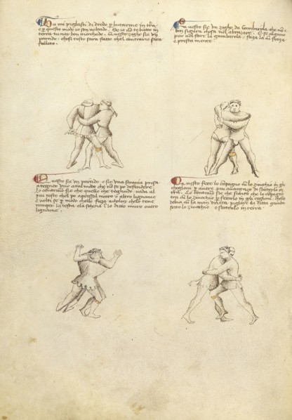 Unarmed Combat; Fiore Furlan dei Liberi da Premariacco, Italian, about 1340,1350 - before 1450, Padua, or, Italy; about 1410