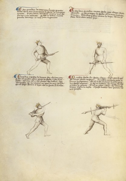 Combat with Sword; Fiore Furlan dei Liberi da Premariacco, Italian, about 1340,1350 - before 1450, Venice, Italy; about 1410