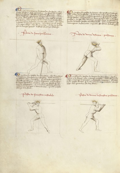 Combat with Sword; Fiore Furlan dei Liberi da Premariacco, Italian, about 1340,1350 - before 1450, Venice, Italy; about 1410
