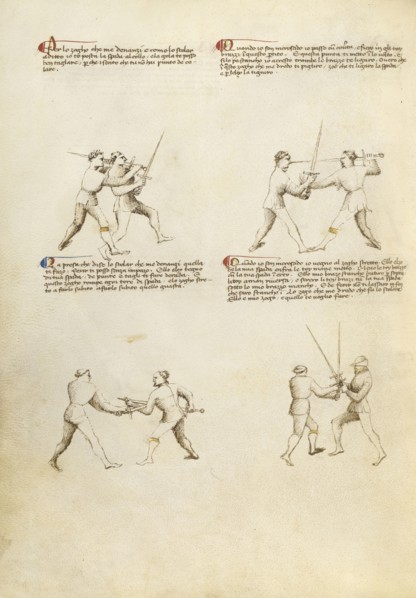 Combat with Sword; Fiore Furlan dei Liberi da Premariacco, Italian, about 1340,1350 - before 1450, Venice, Italy; about 1410