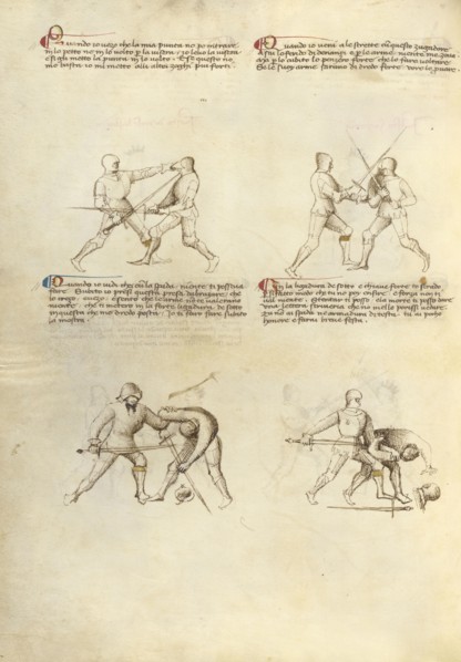 Combat with Sword; Fiore Furlan dei Liberi da Premariacco, Italian, about 1340,1350 - before 1450, Venice, Italy; about 1410