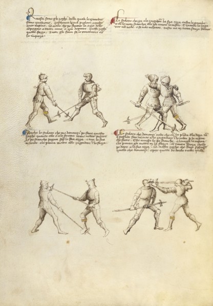 Combat with Pollaxe; Fiore Furlan dei Liberi da Premariacco, Italian, about 1340,1350 - before 1450, Venice, Italy; about 1410