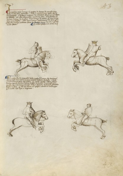 Equestrian Combat with Lance; Fiore Furlan dei Liberi da Premariacco, Italian, about 1340,1350 - before 1450, Padua, or, Italy