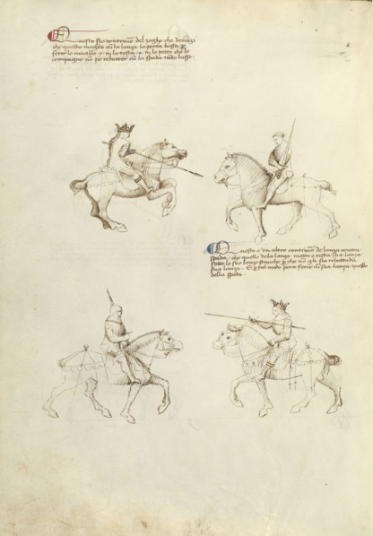 Equestrian Combat with Lance and Sword; Fiore Furlan dei Liberi da Premariacco, Italian, about 1340,1350 - before 1450, Venice