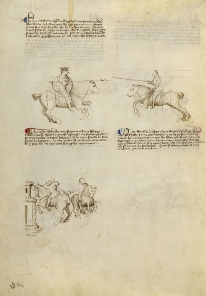 Equestrian Combat with Lance and Dagger; Fiore Furlan dei Liberi da Premariacco, Italian, about 1340,1350 - before 1450, Venice