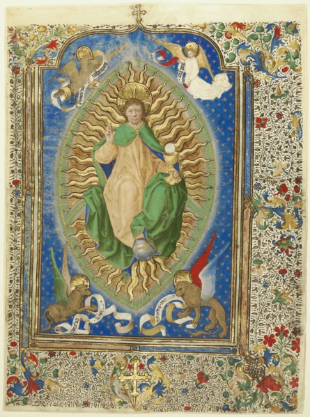 Christ in Majesty; Antoine de Lonhy, French, active about 1460 - about 1490, Toulouse, France; about 1460; Tempera colors, gold