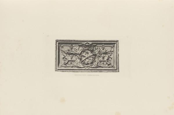 Ministère d'État, Panneau de Porte, Édouard Baldus, French, born Germany, 1813 - 1889, Paris, France; about 1868; Heliogravure