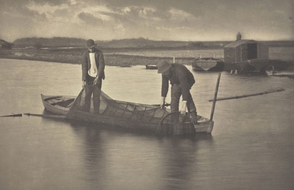 Taking Up the Eel-Net; Peter Henry Emerson, British, born Cuba, 1856 - 1936, London, England; 1886; Platinum print; 18.9 x 28.7